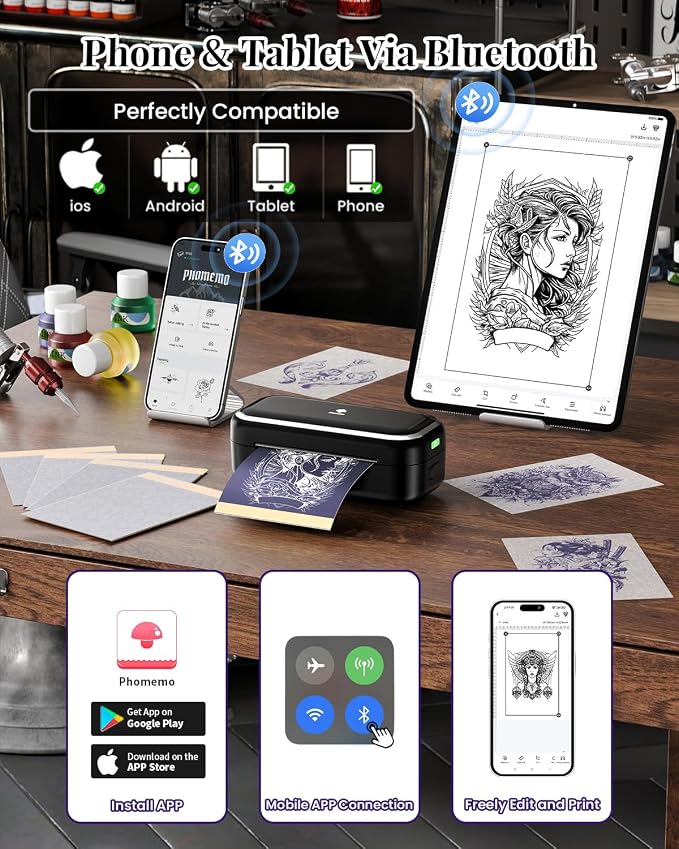 Tattoo Mate Bluetooth Tintenloser Drucker
