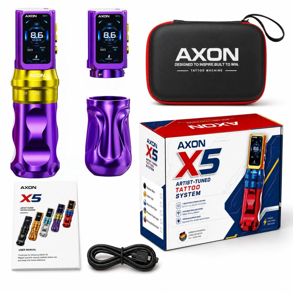 AXON X5 Wireless Tattoo Pen Machine with Two Batteries
