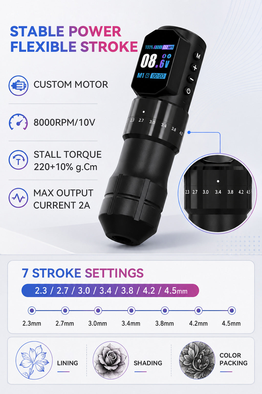 Black-Samurai Wireless Tattoo Pen Machine with Two Batteries