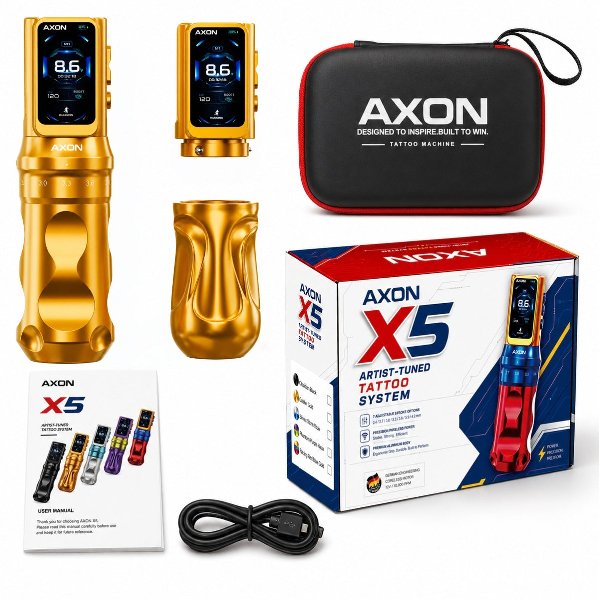AXON X5 Wireless Tattoo Pen Machine with Two Batteries
