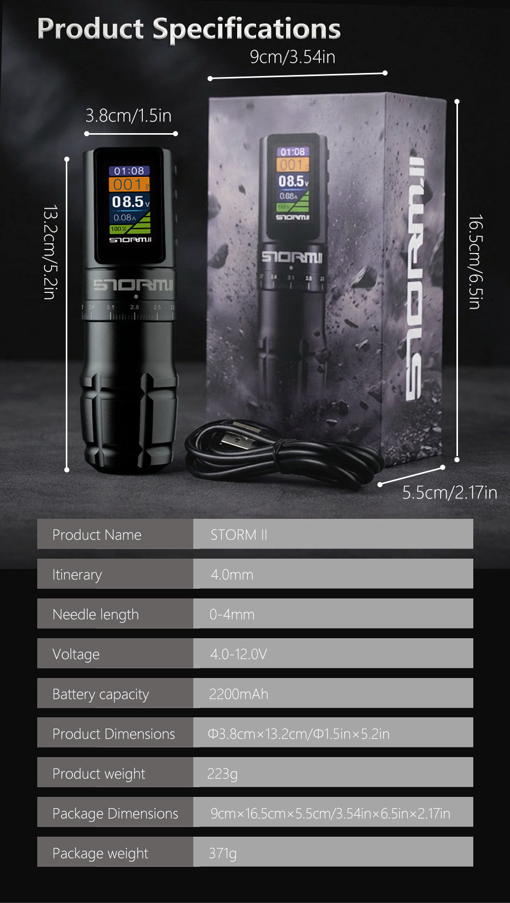 STORM Wireless Tattoo Pen Machine With One Battery